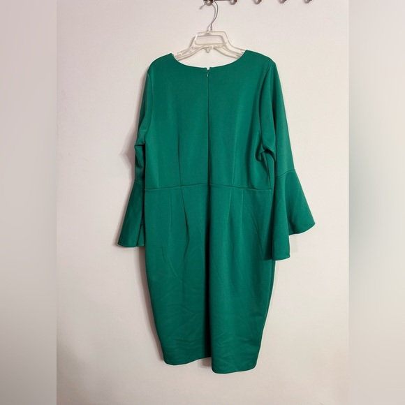 Eloquii Flare Sleeve Scuba Pencil MIDI Dress Plus Size Solid Emerald Green 22 - Picture 5 of 5